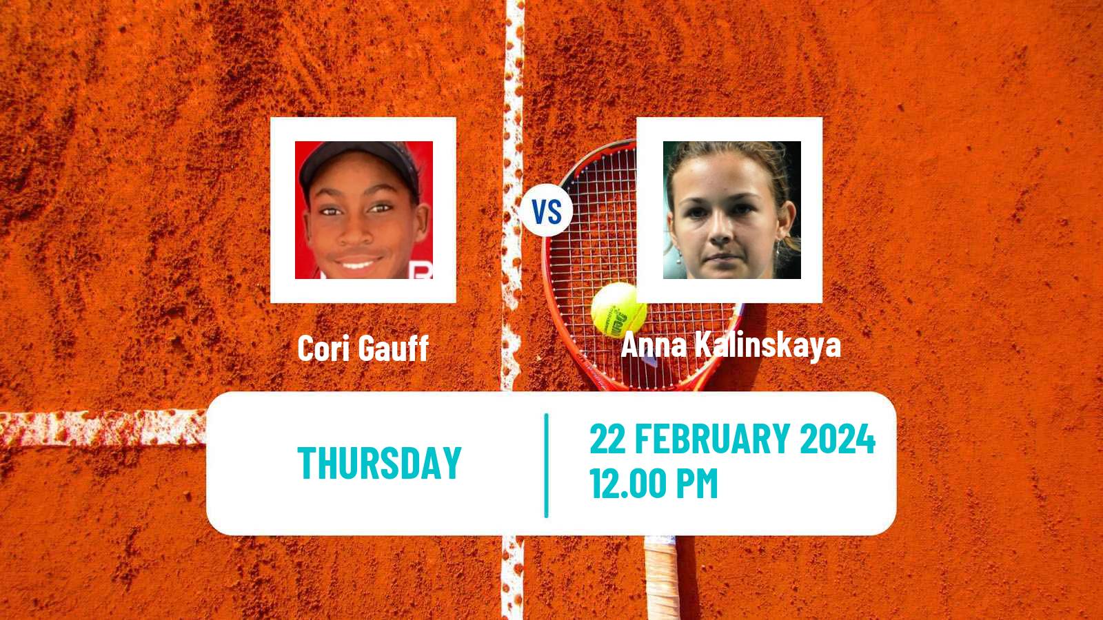 Tennis WTA Dubai Cori Gauff - Anna Kalinskaya