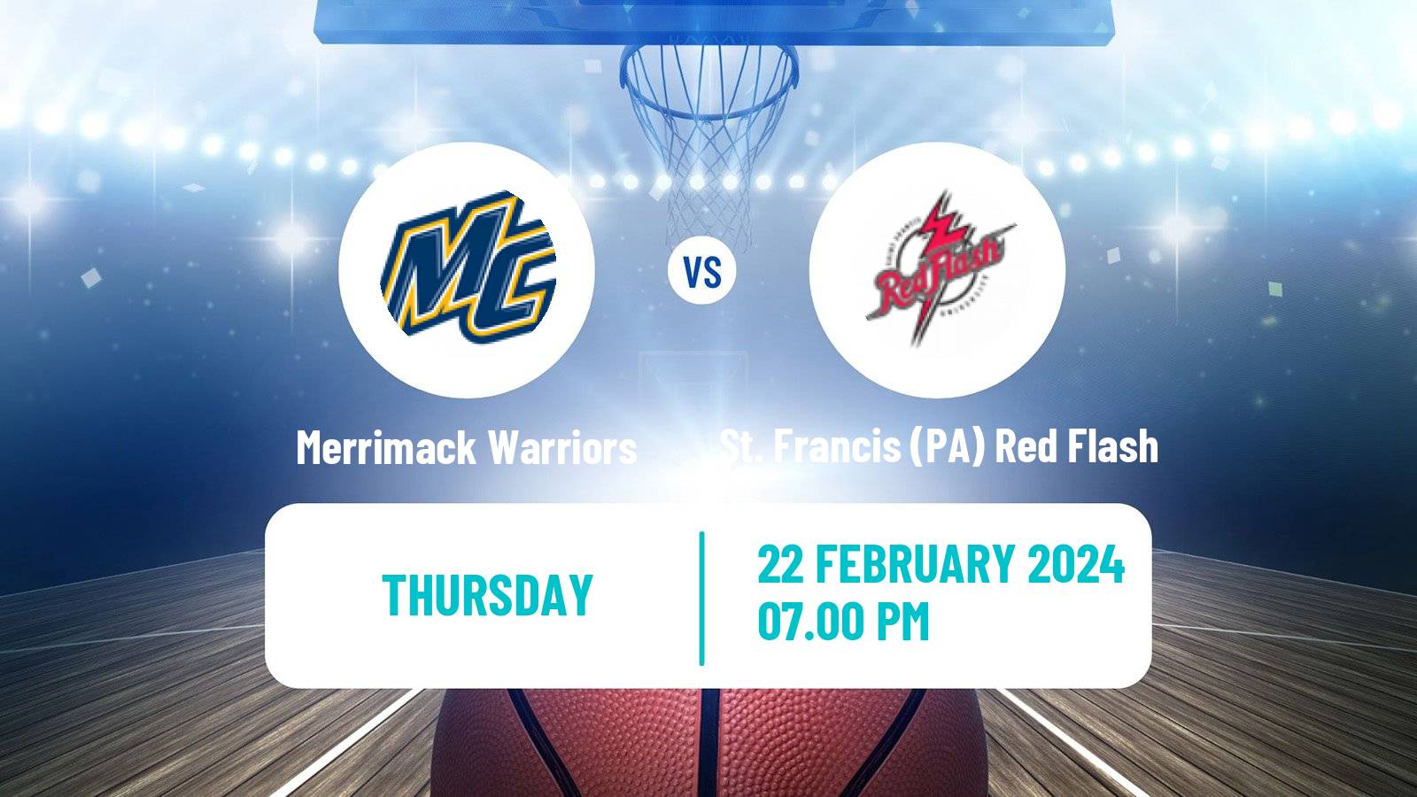 Basketball NCAA College Basketball Merrimack Warriors - St. Francis PA Red Flash