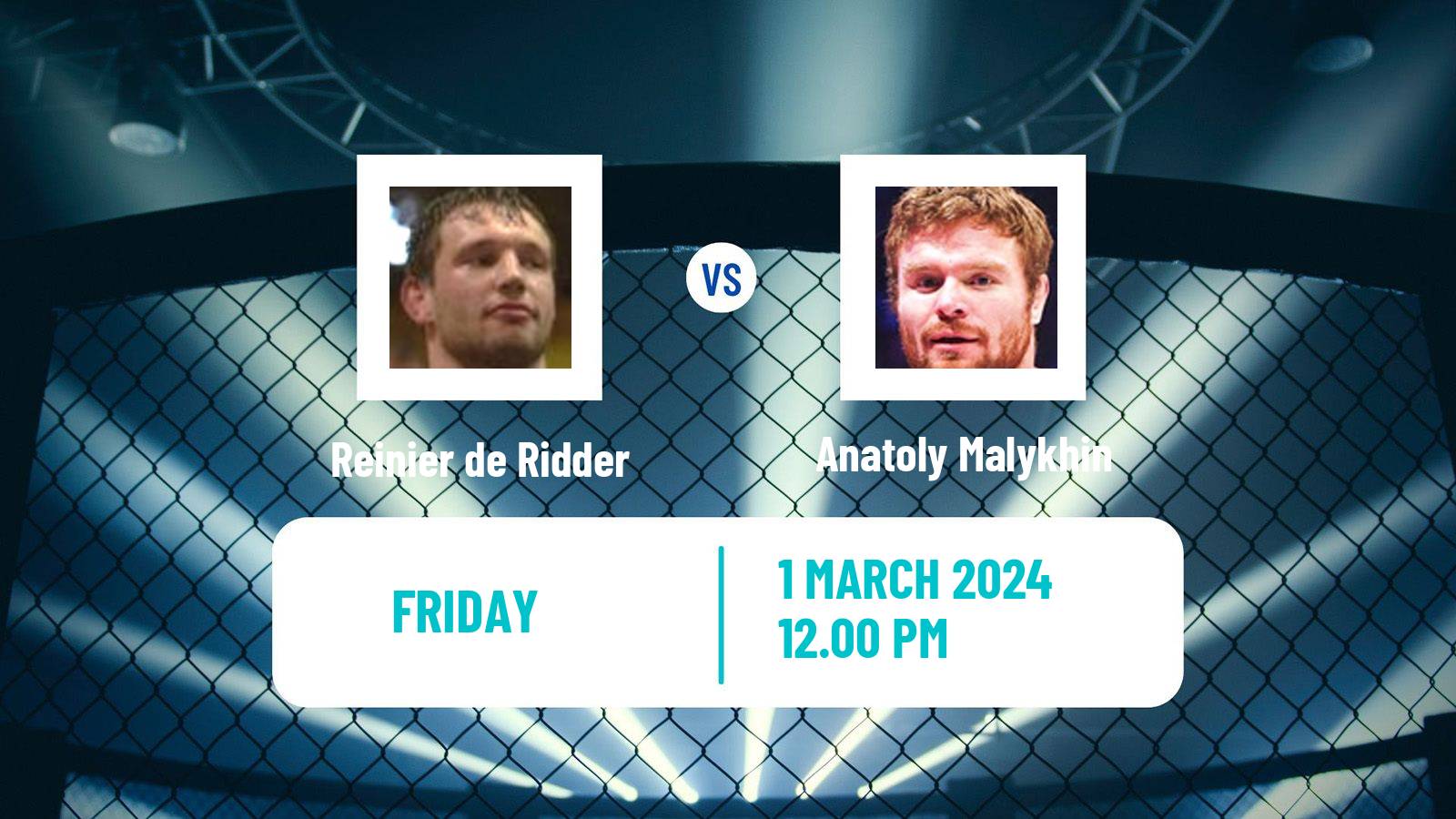MMA Middleweight One Championship Men Reinier de Ridder - Anatoly Malykhin