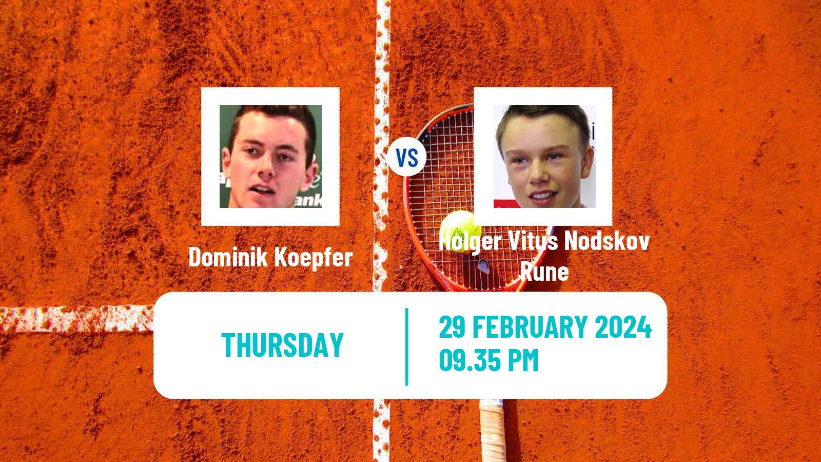 Tennis ATP Acapulco Dominik Koepfer - Holger Vitus Nodskov Rune