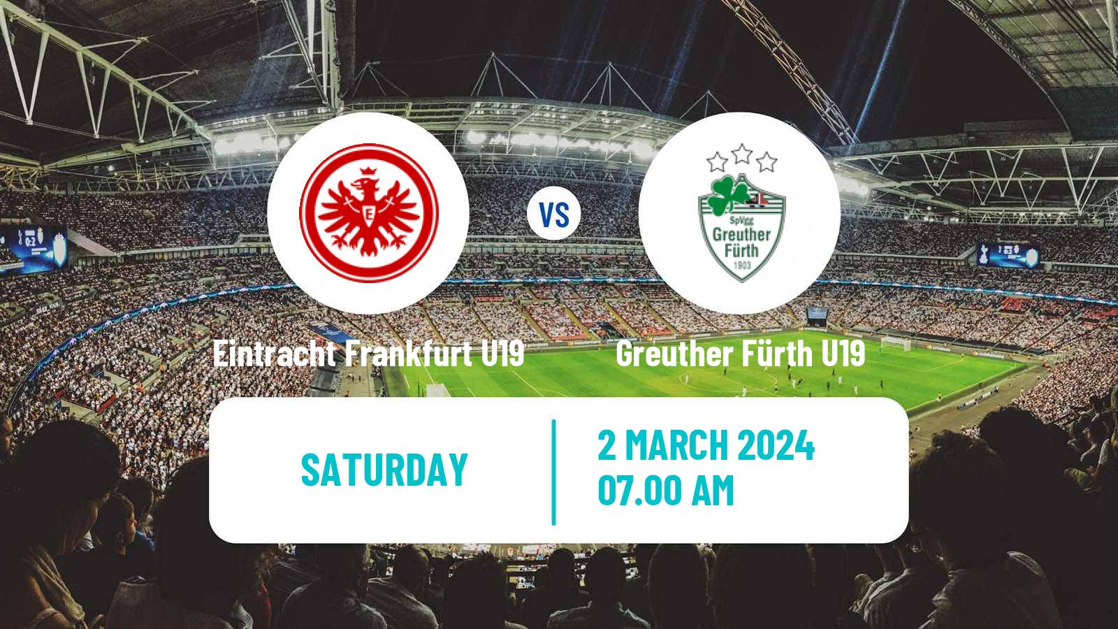 Football German Junioren Bundesliga South Eintracht Frankfurt U19 - Greuther Fürth U19