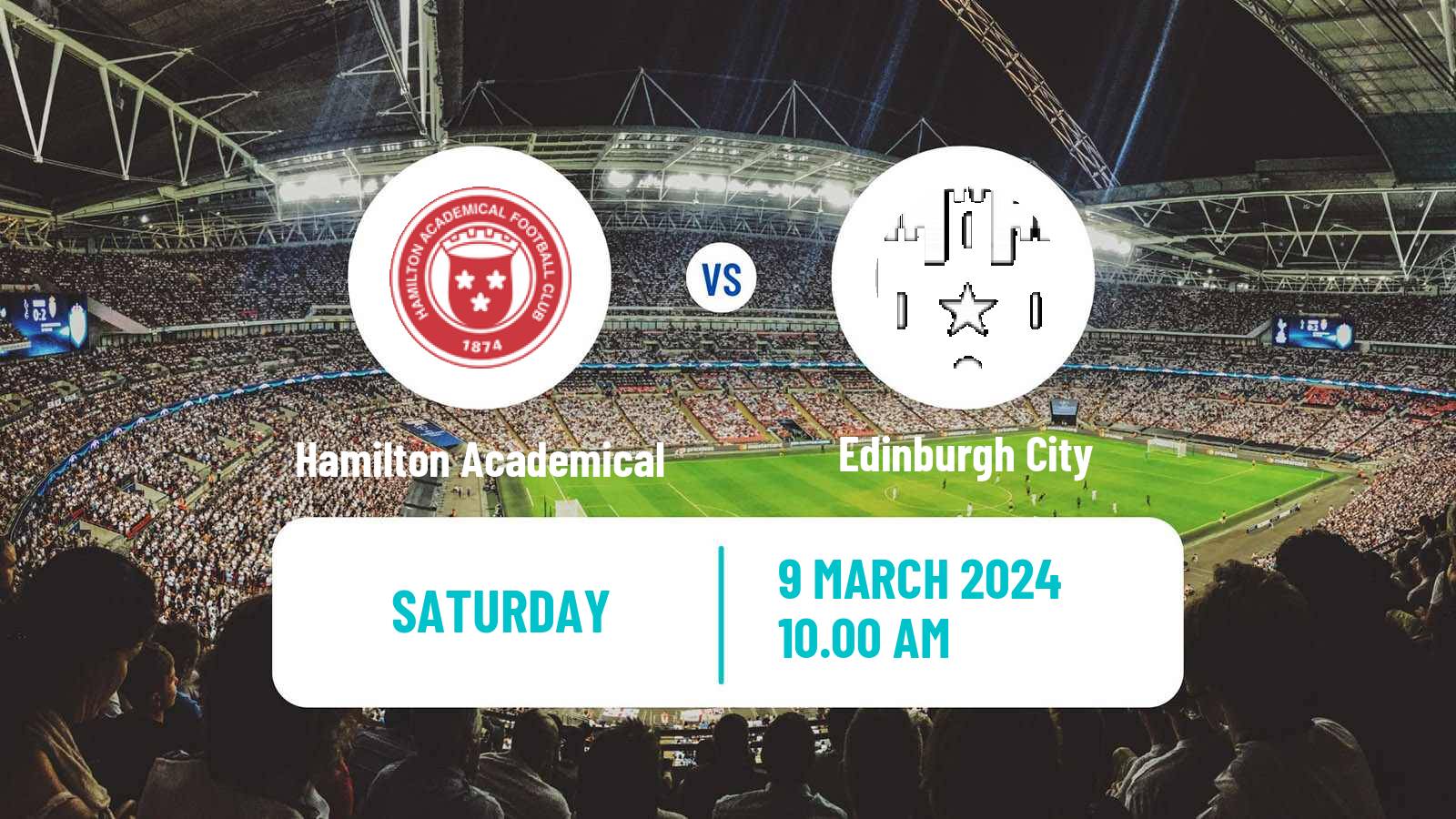 Soccer Scottish League One Hamilton Academical - Edinburgh City