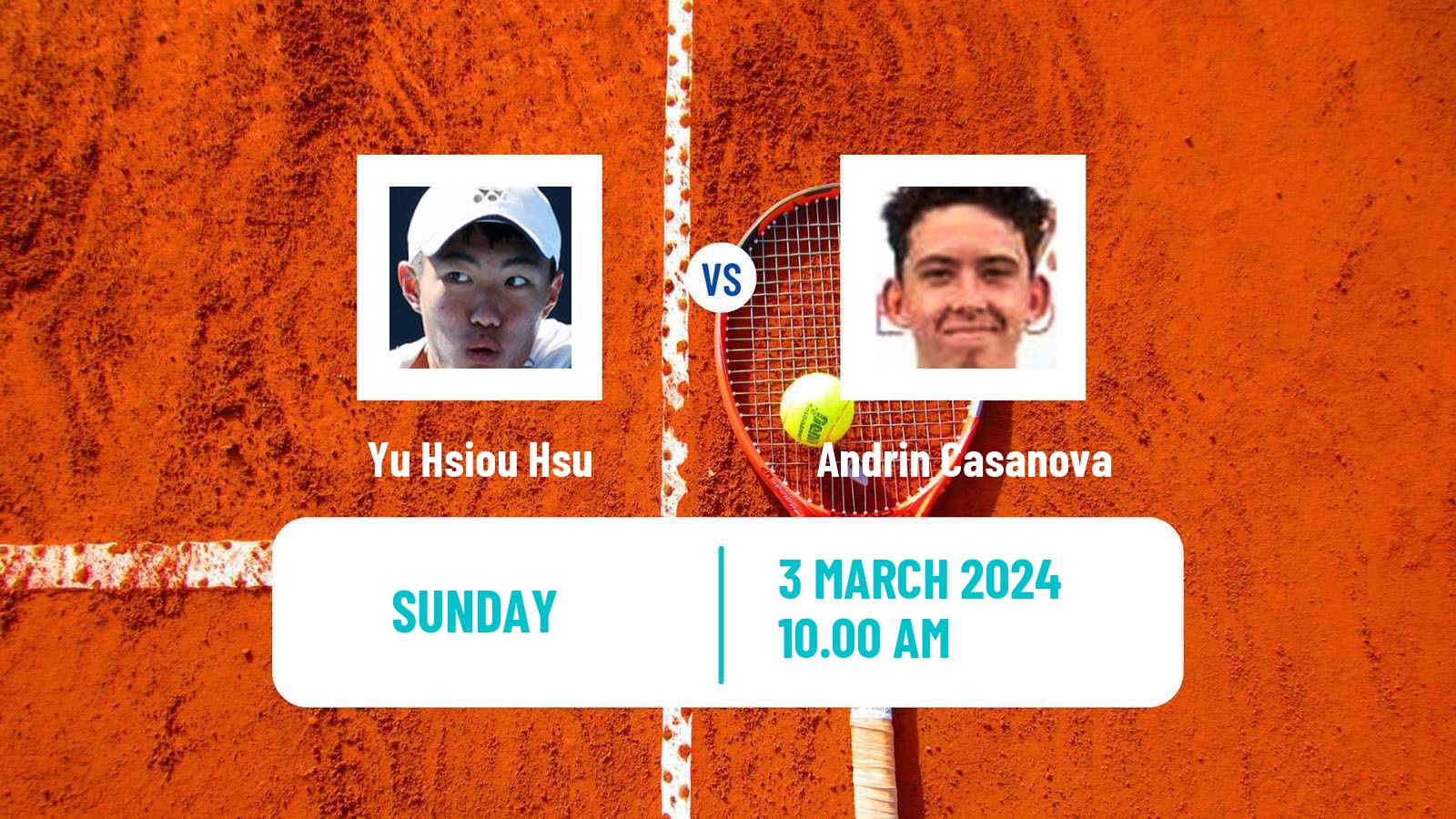 Tennis Lugano Challenger Men Yu Hsiou Hsu - Andrin Casanova