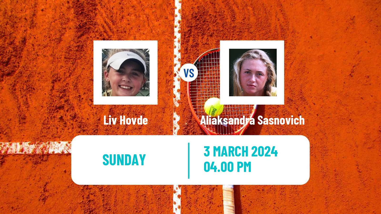 Tennis WTA Indian Wells Liv Hovde - Aliaksandra Sasnovich
