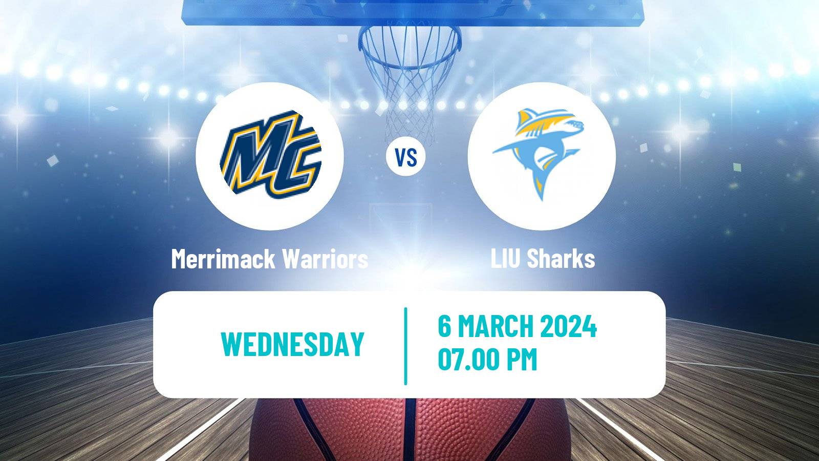 Basketball NCAA College Basketball Merrimack Warriors - LIU Sharks