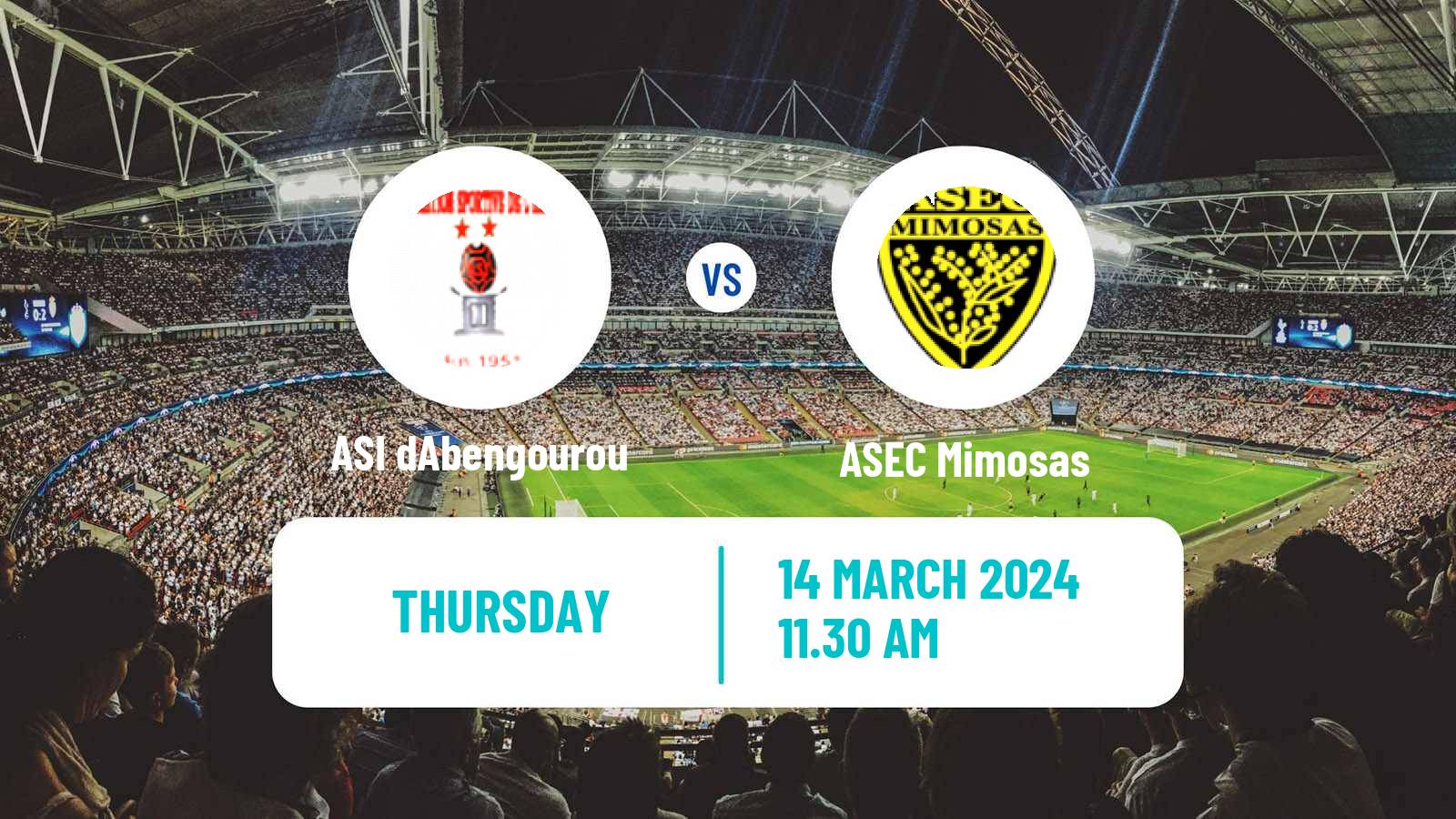 Soccer Cote d`Ivoire Ligue 1 ASI dAbengourou - ASEC Mimosas