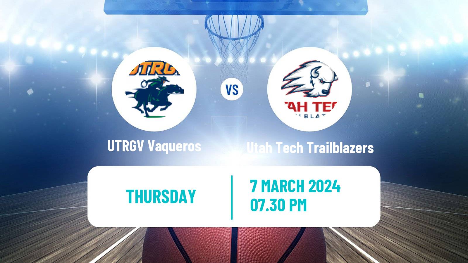 Basketball NCAA College Basketball UTRGV Vaqueros - Utah Tech Trailblazers