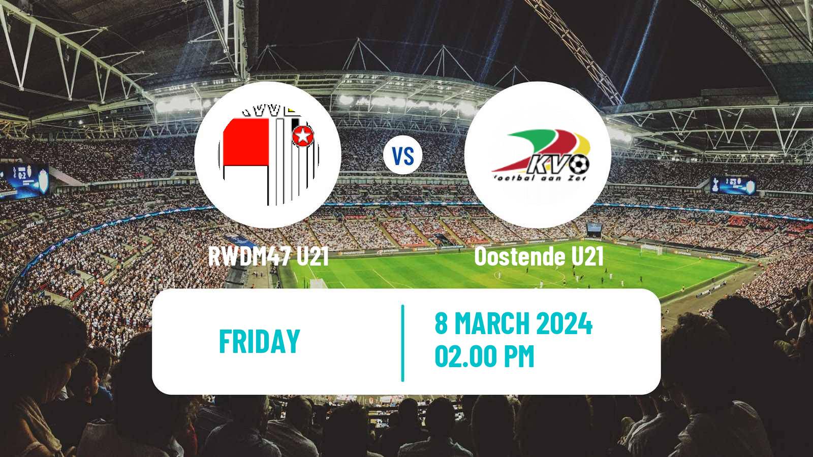 Football Belgian Pro League U21 RWDM47 U21 - Oostende U21