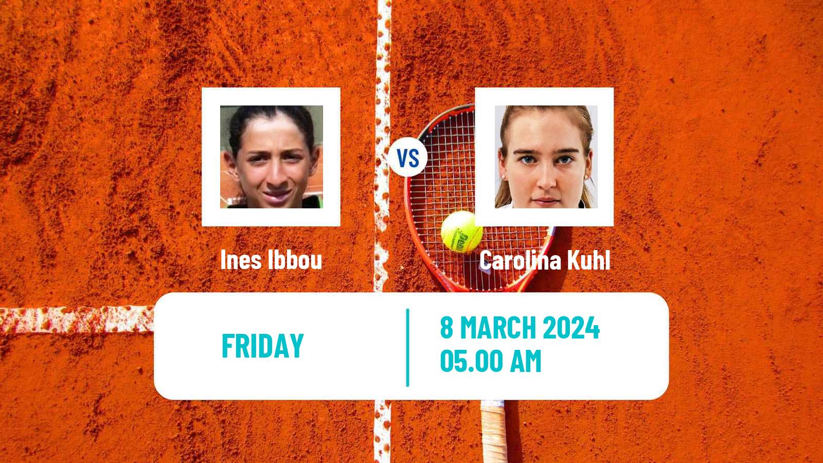 Tennis ITF W15 Monastir 8 Women Ines Ibbou - Carolina Kuhl