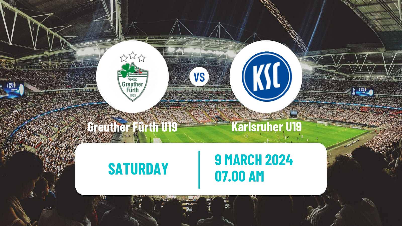 Soccer German Junioren Bundesliga South Greuther Fürth U19 - Karlsruher U19