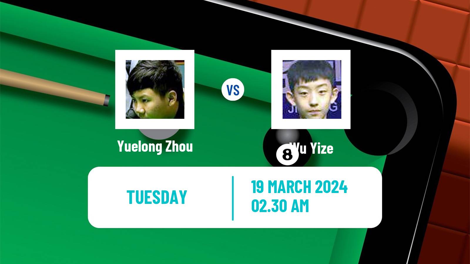 Snooker World Open Yuelong Zhou - Wu Yize