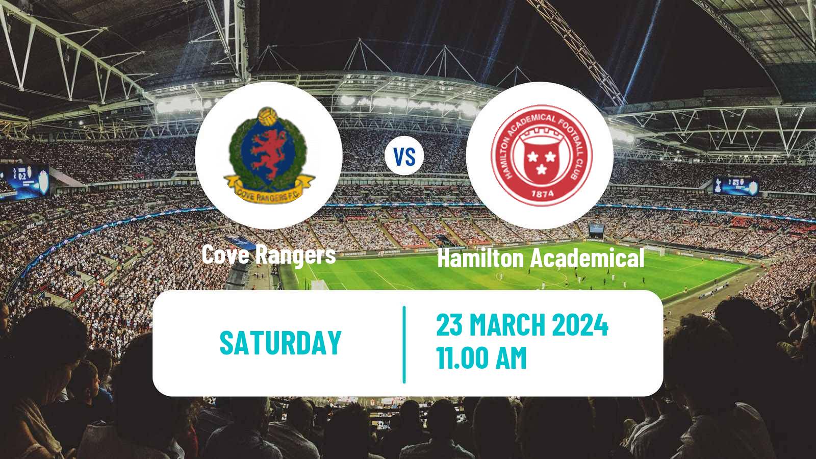Soccer Scottish League One Cove Rangers - Hamilton Academical