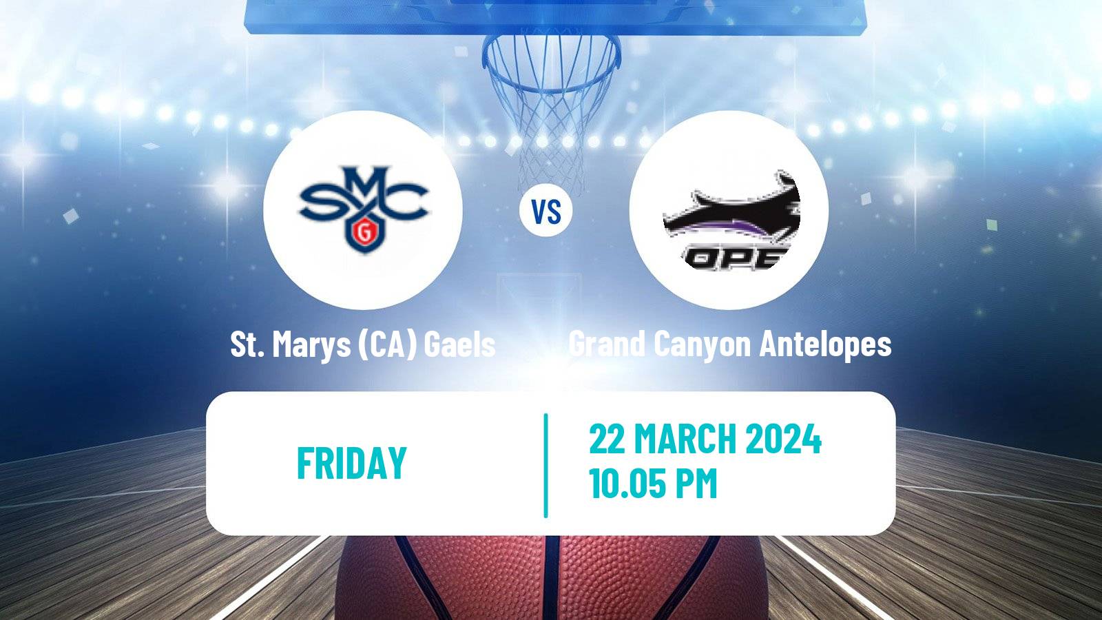Basketball NCAA College Basketball St. Marys CA Gaels - Grand Canyon Antelopes