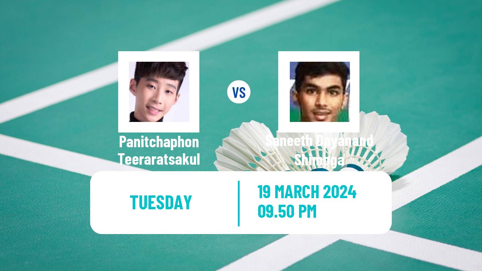Badminton BWF World Tour China Masters Men Panitchaphon Teeraratsakul - Saneeth Dayanand Shimoga