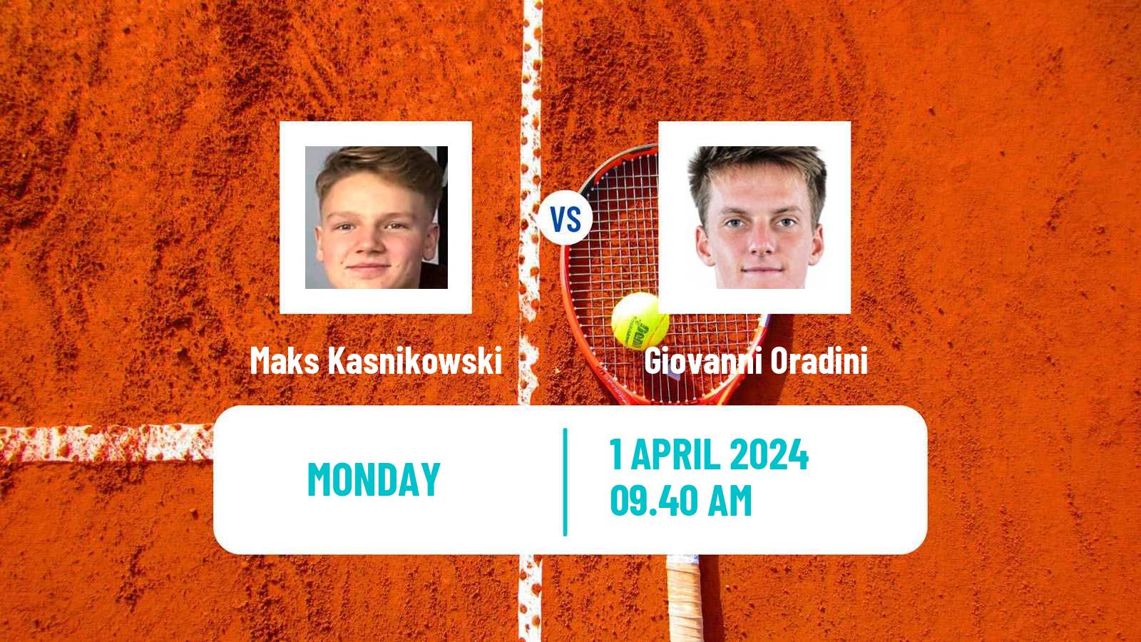 Tennis Barletta Challenger Men Maks Kasnikowski - Giovanni Oradini