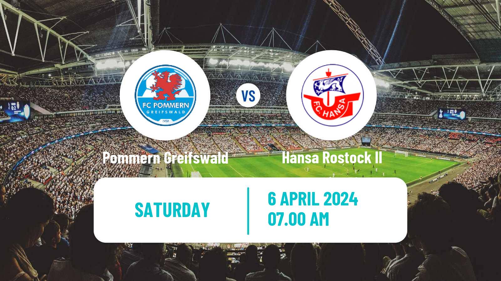 Soccer German Regionalliga Nordost Greifswald - Hansa Rostock II