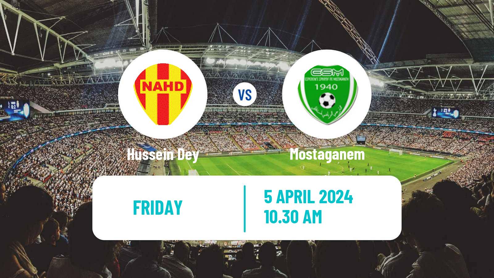 Soccer Algerian Ligue 2 Hussein Dey - Mostaganem