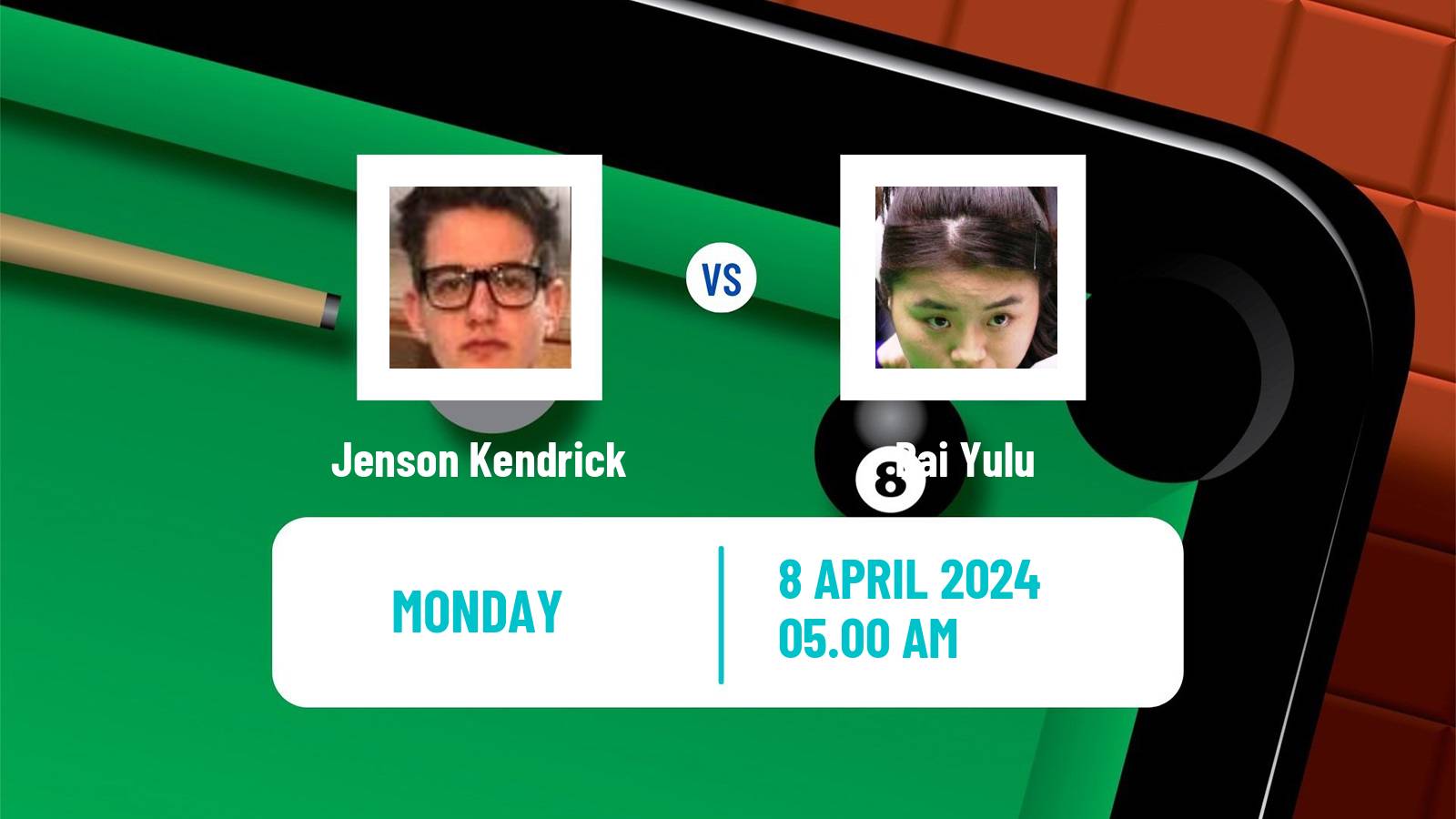 Snooker World Championship Jenson Kendrick - Bai Yulu