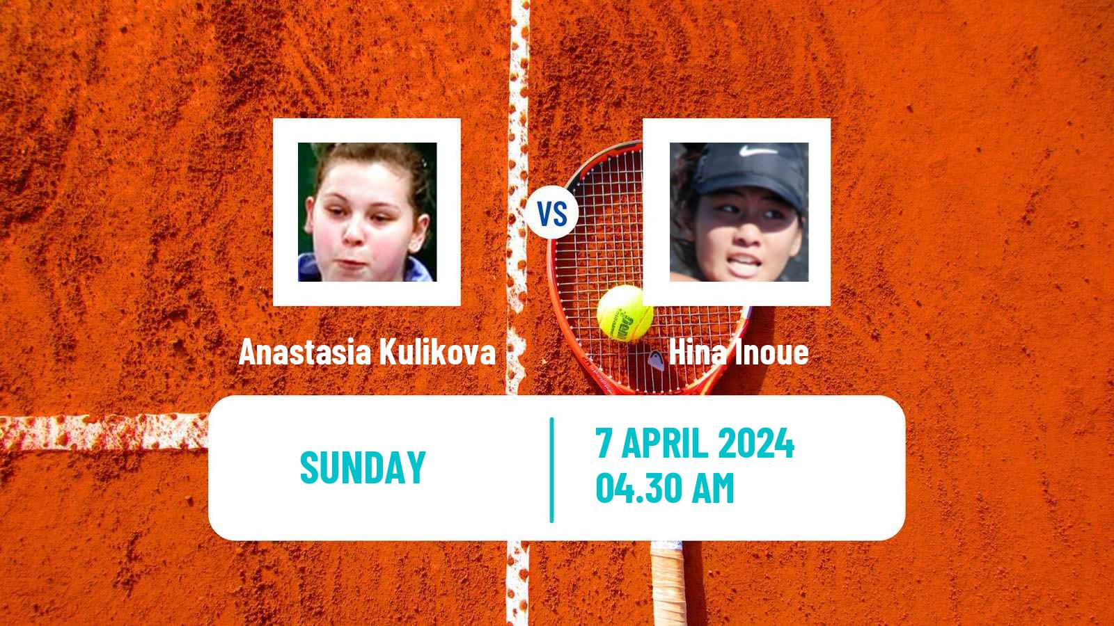 Tennis ITF W15 Monastir 12 Women Anastasia Kulikova - Hina Inoue