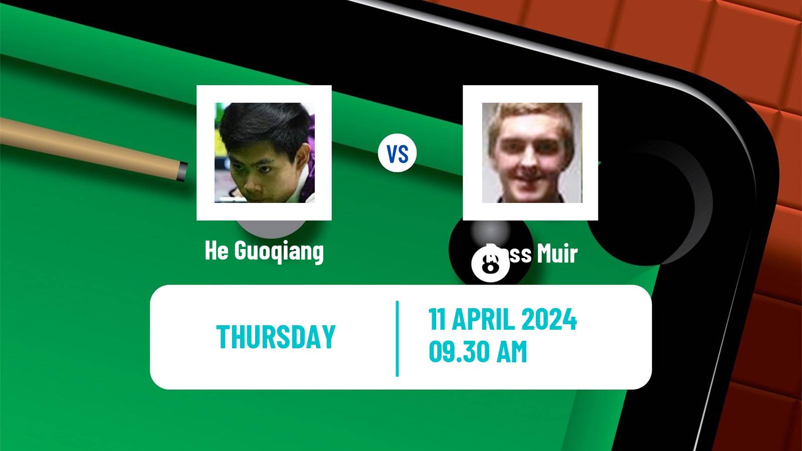 Snooker World Championship He Guoqiang - Ross Muir