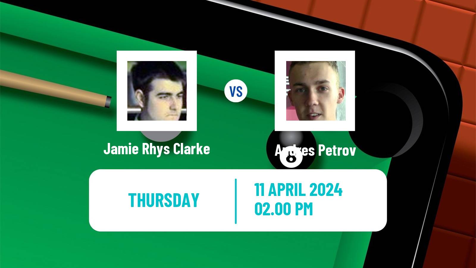 Snooker World Championship Jamie Rhys Clarke - Andres Petrov