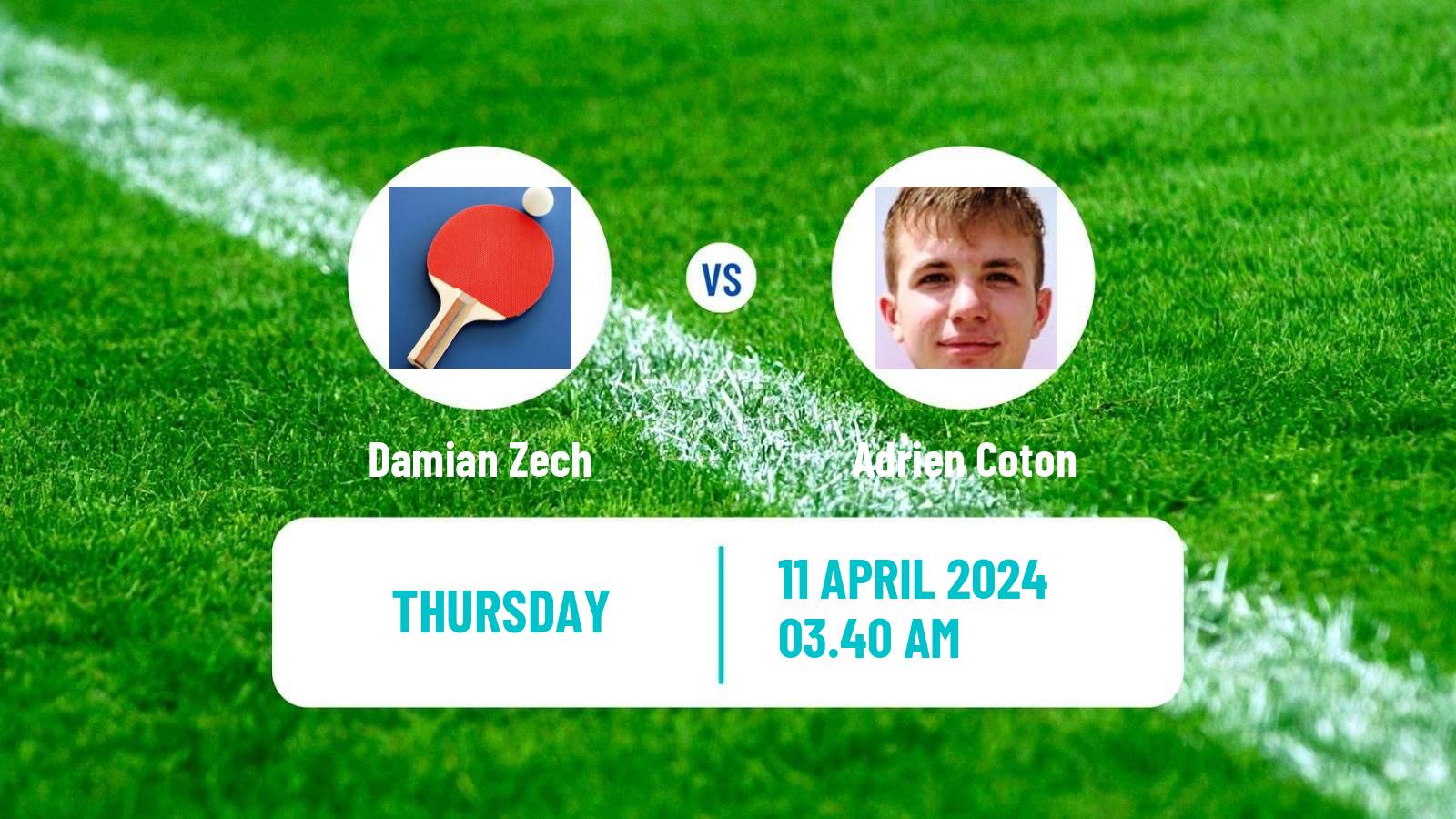 Table tennis Challenger Series Men Damian Zech - Adrien Coton