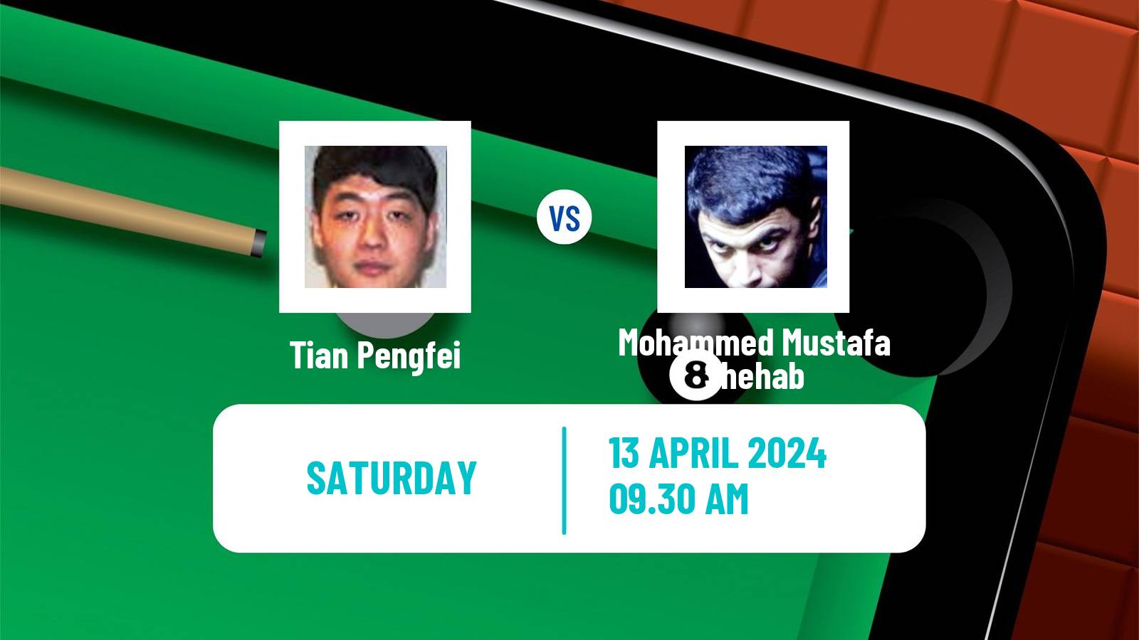 Snooker World Championship Tian Pengfei - Mohammed Mustafa Shehab