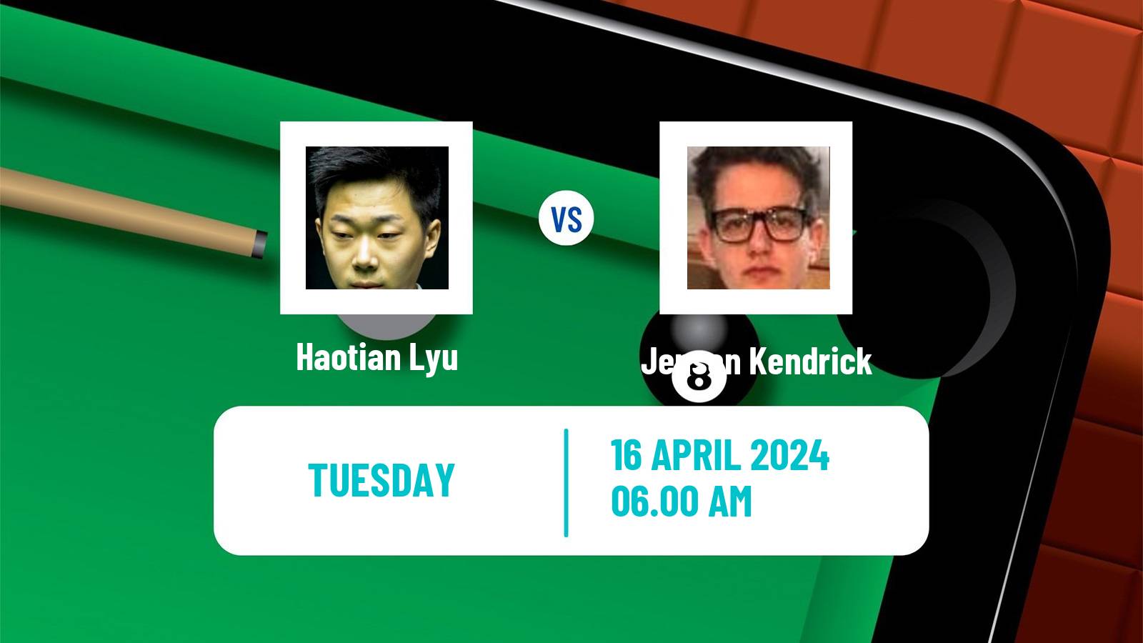 Snooker World Championship Haotian Lyu - Jenson Kendrick