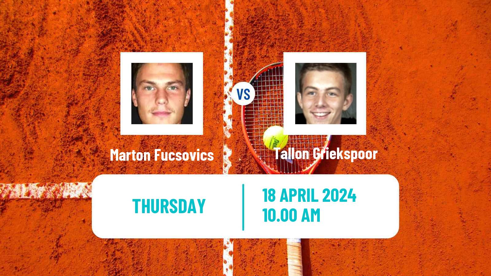 Tennis ATP Bucharest Marton Fucsovics - Tallon Griekspoor