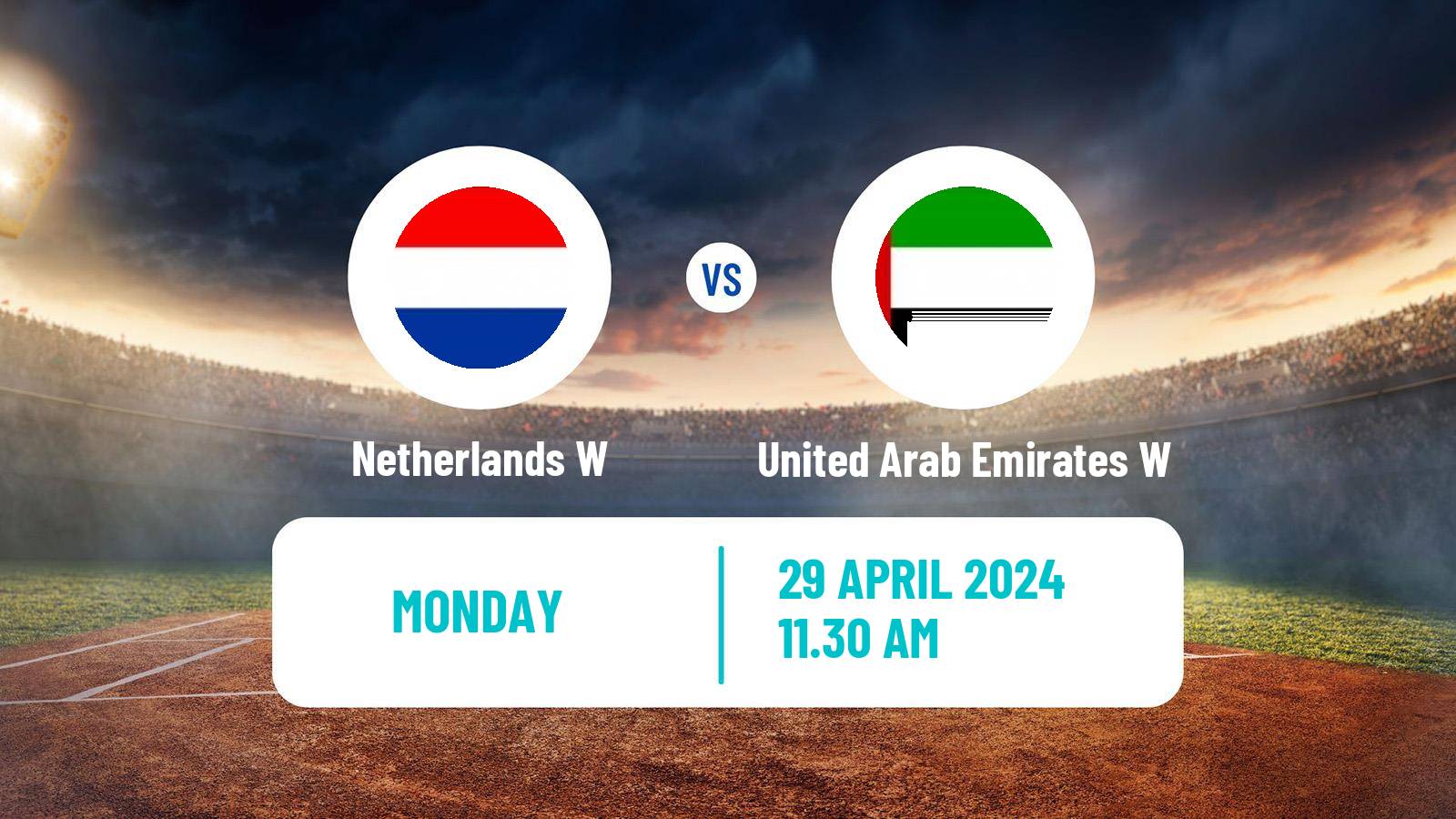 Cricket ICC World Twenty20 Women Netherlands W - United Arab Emirates W