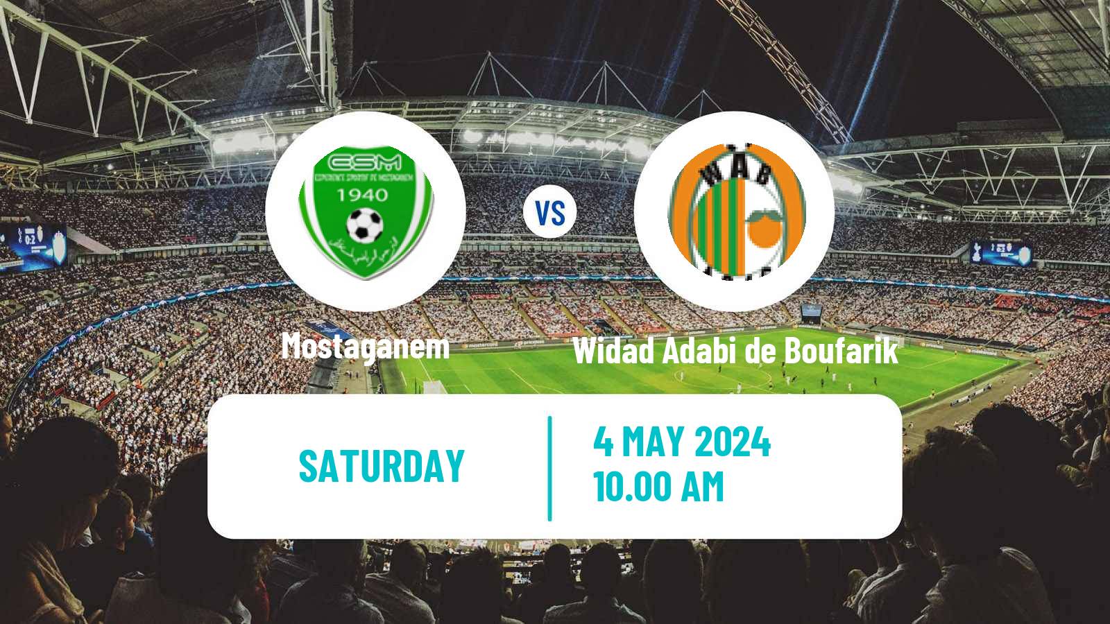 Soccer Algerian Ligue 2 Mostaganem - Widad Adabi de Boufarik