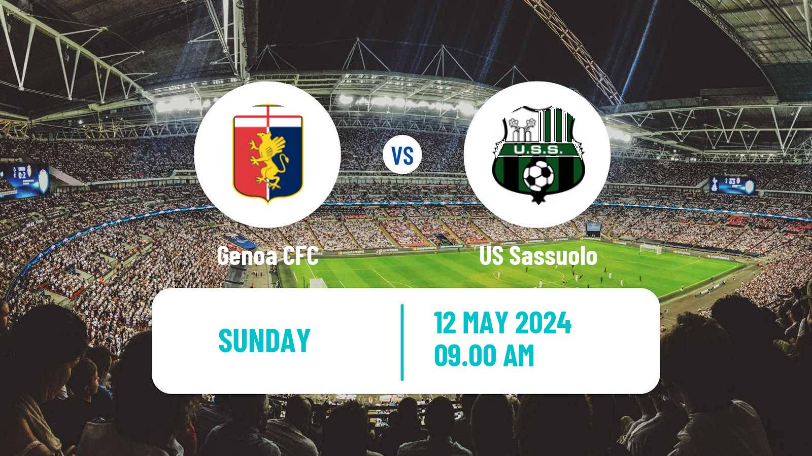 Soccer Italian Serie A Genoa - Sassuolo