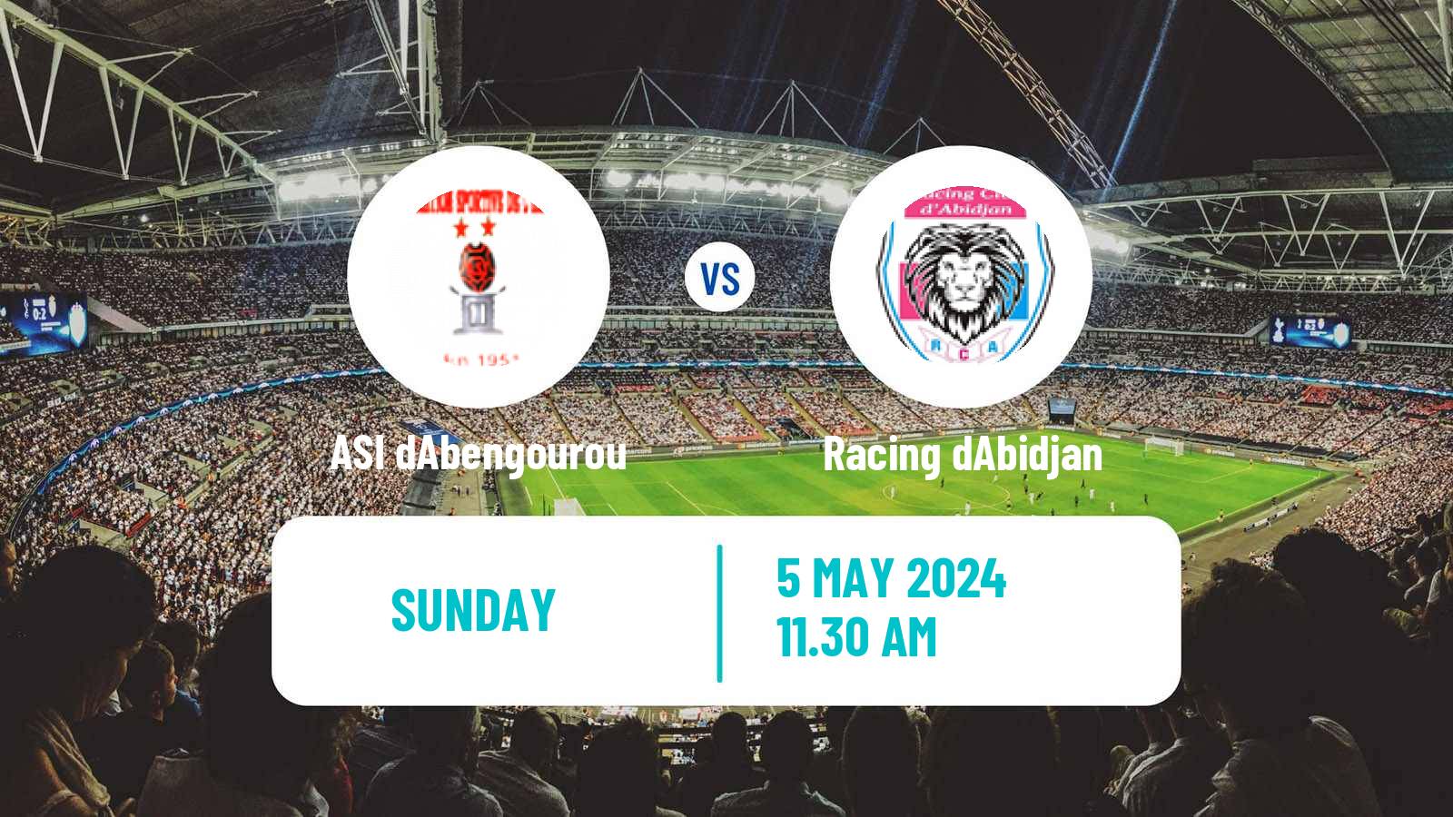 Soccer Cote d`Ivoire Ligue 1 ASI dAbengourou - Racing dAbidjan
