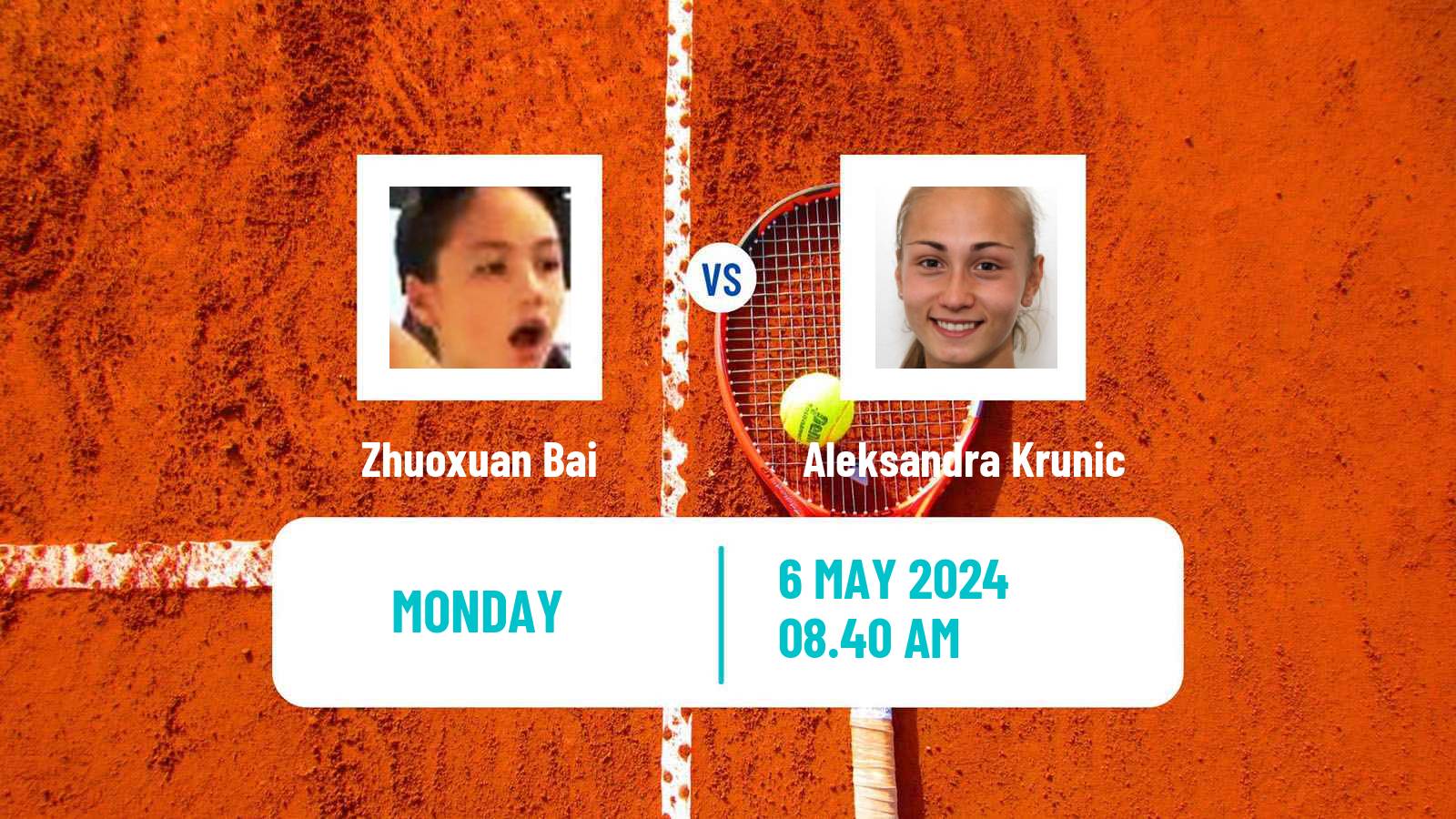 Tennis WTA Roma Zhuoxuan Bai - Aleksandra Krunic