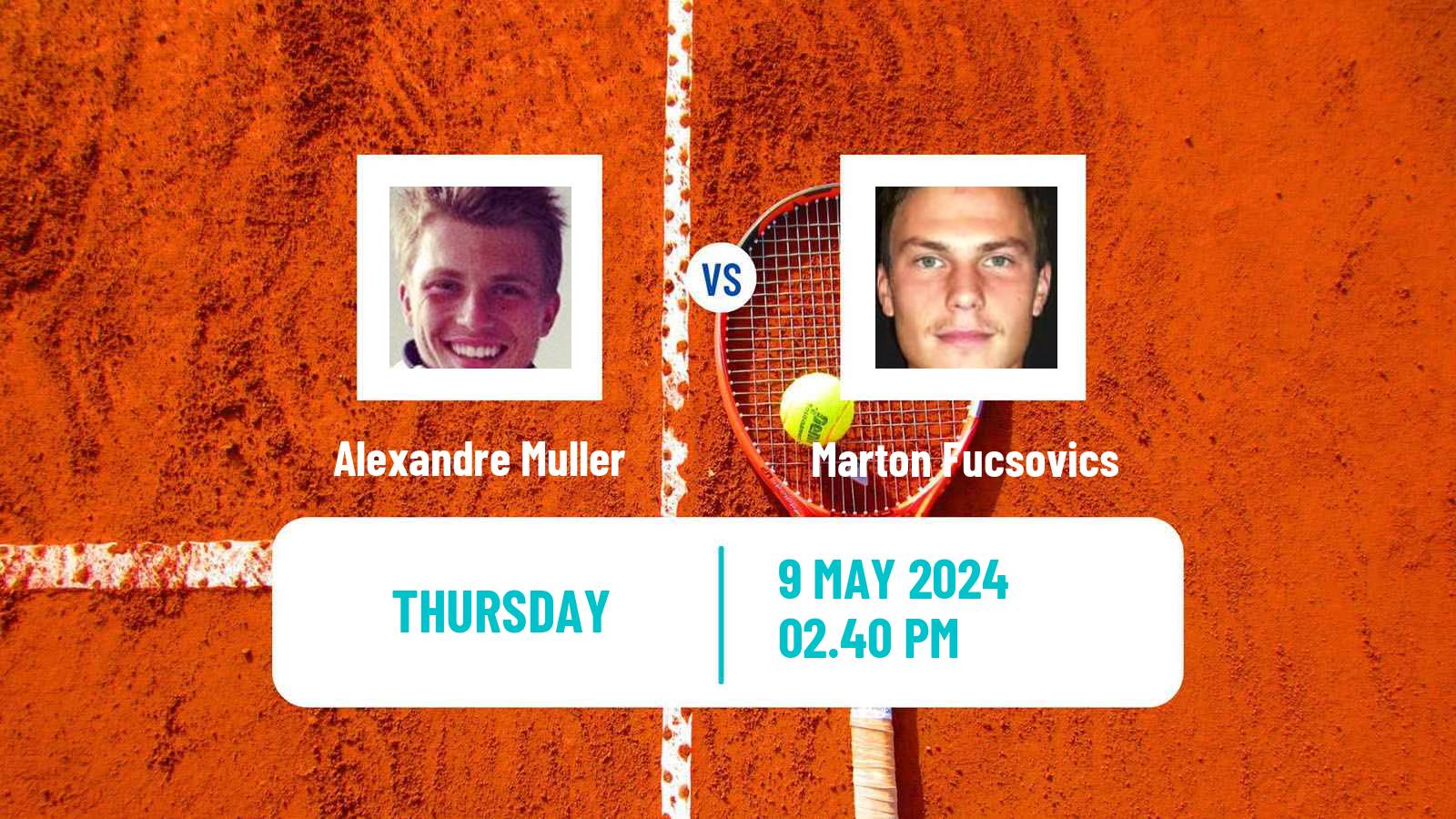 Tennis ATP Roma Alexandre Muller - Marton Fucsovics