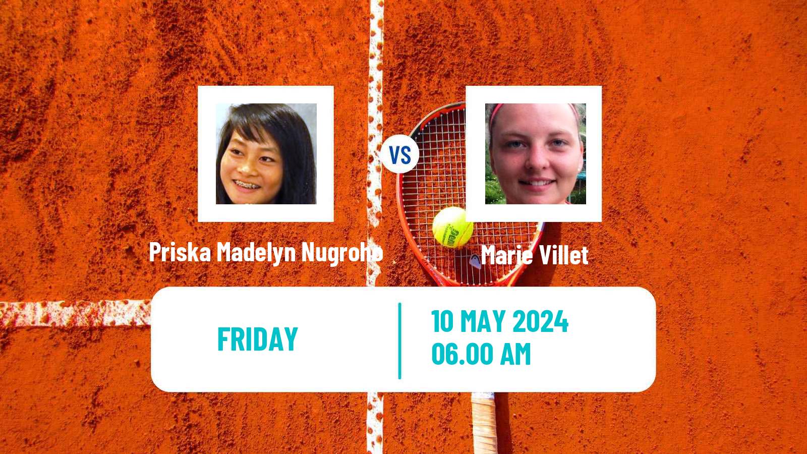 Tennis ITF W15 Monastir 17 Women Priska Madelyn Nugroho - Marie Villet