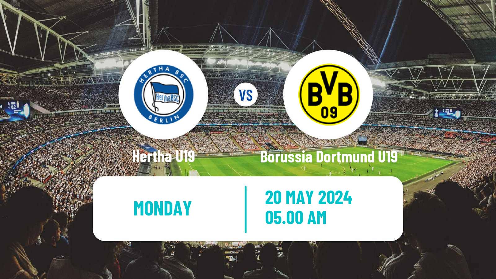 Soccer German Junioren Bundesliga North Hertha U19 - Borussia Dortmund U19