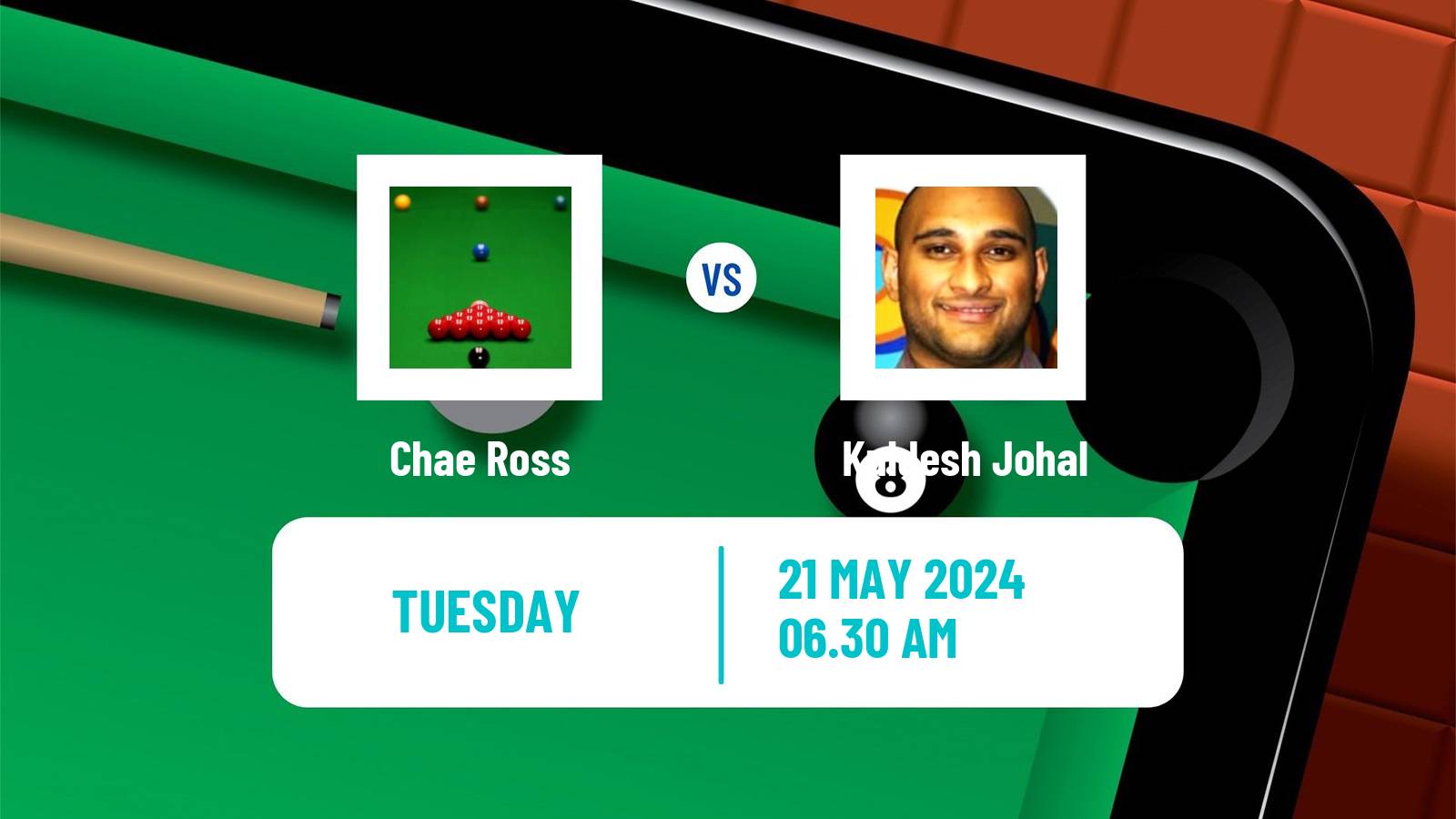 Snooker Qualifying School 1 Chae Ross - Kuldesh Johal