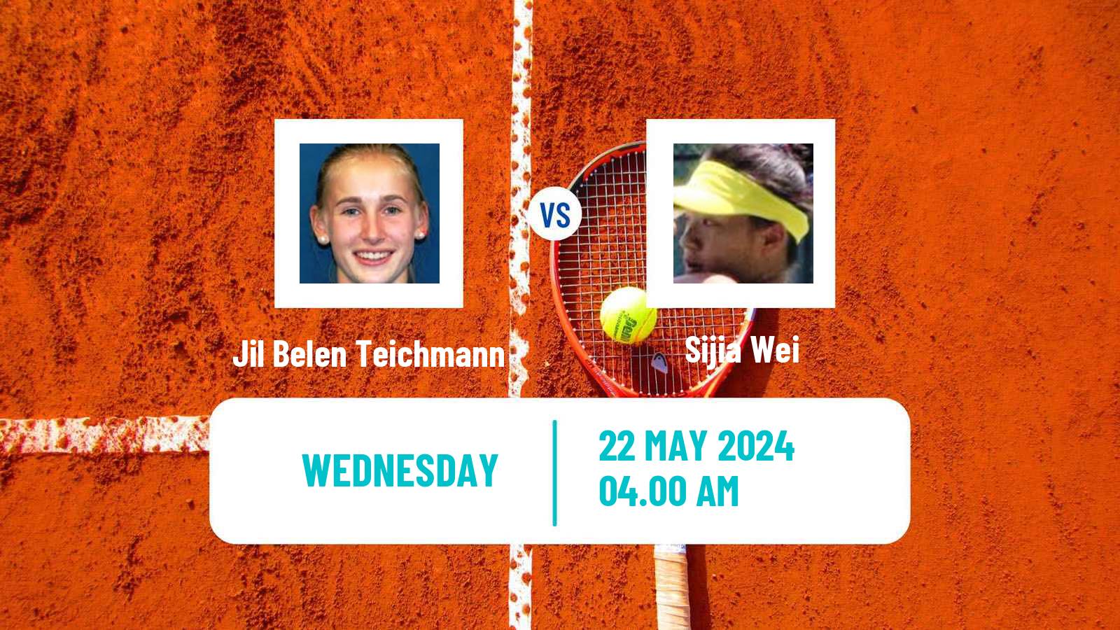 Tennis WTA Roland Garros Jil Belen Teichmann - Sijia Wei