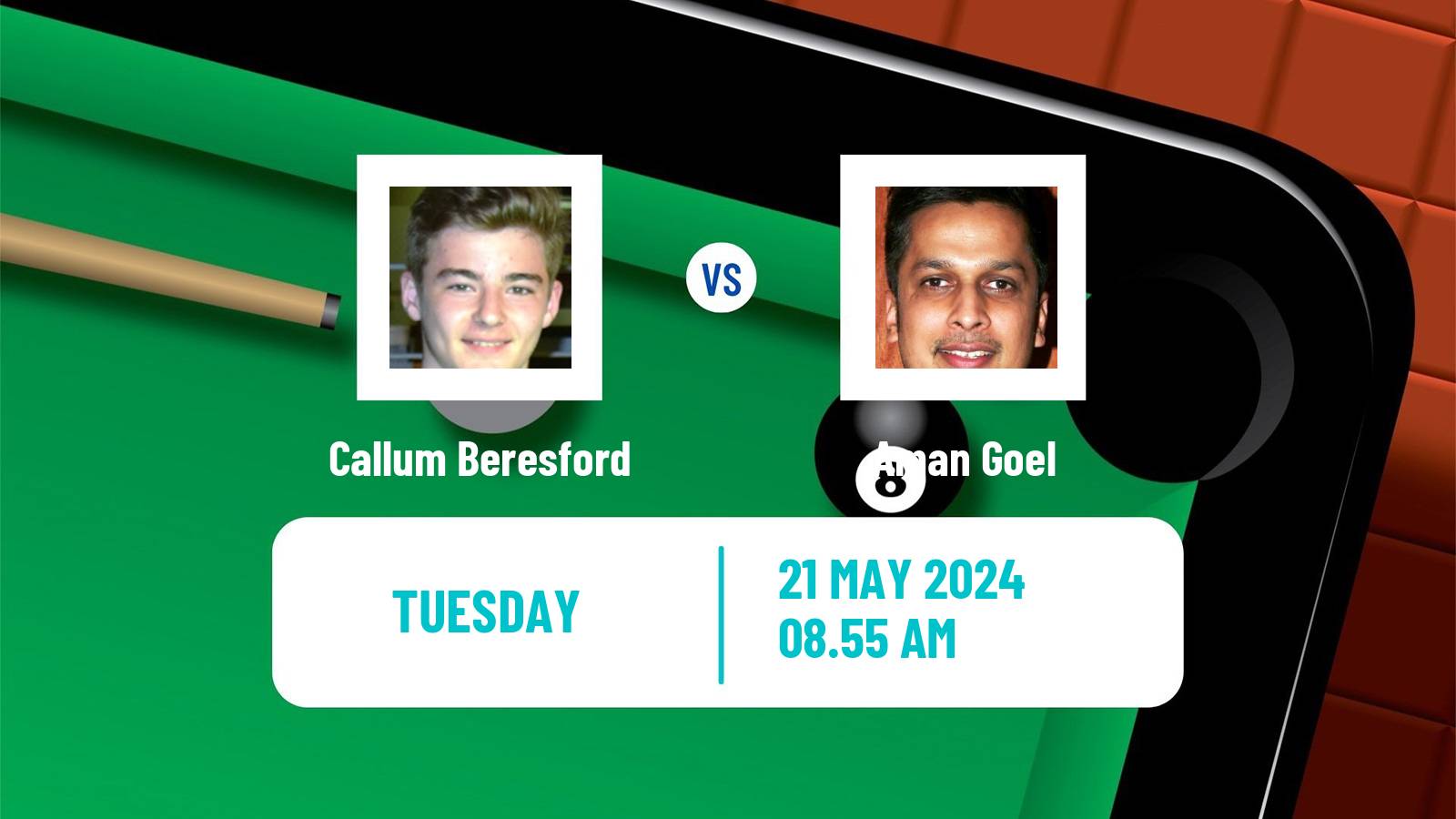 Snooker Qualifying School 1 Callum Beresford - Aman Goel