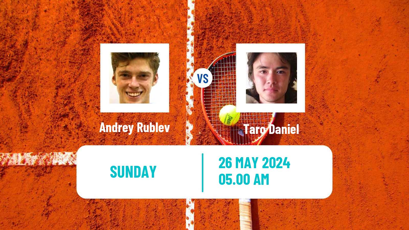 Tennis ATP Roland Garros Andrey Rublev - Taro Daniel