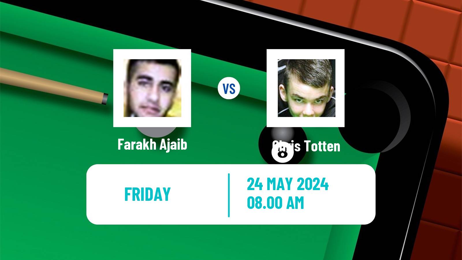 Snooker Qualifying School 1 Farakh Ajaib - Chris Totten