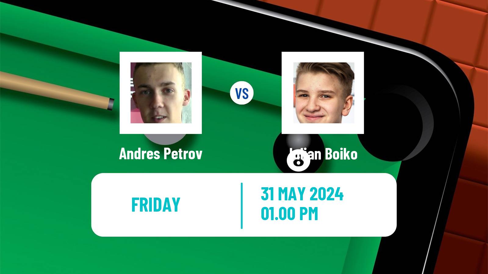 Snooker Qualifying School 2 Andres Petrov - Iulian Boiko
