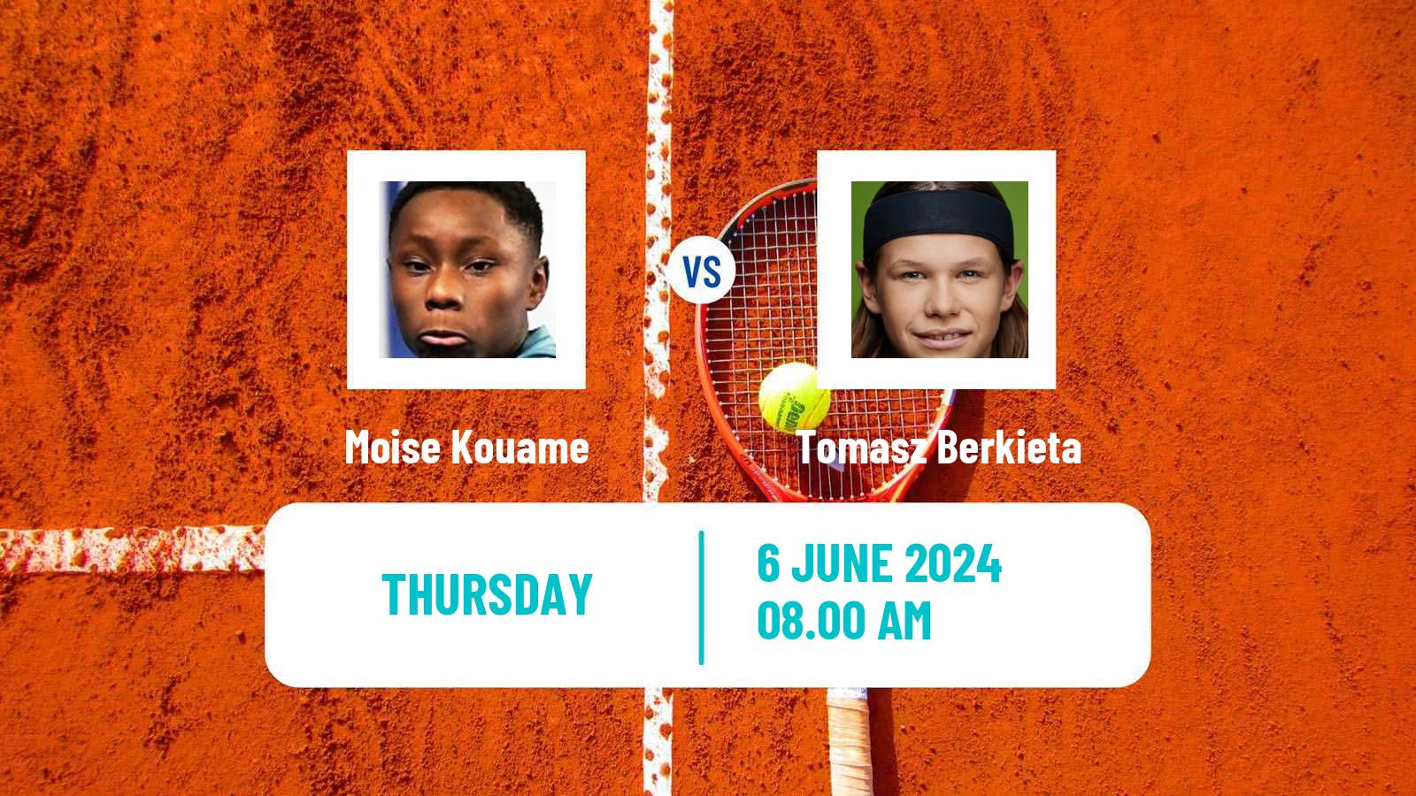 Tennis Boys Singles French Open Moise Kouame - Tomasz Berkieta