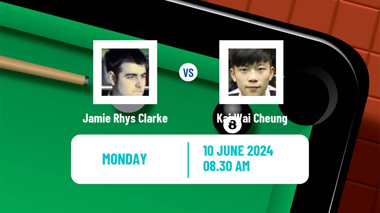 Snooker Championship League Jamie Rhys Clarke - Kai Wai Cheung