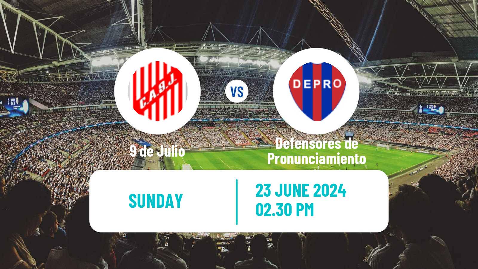 Soccer Argentinian Torneo Federal 9 de Julio - Defensores de Pronunciamiento