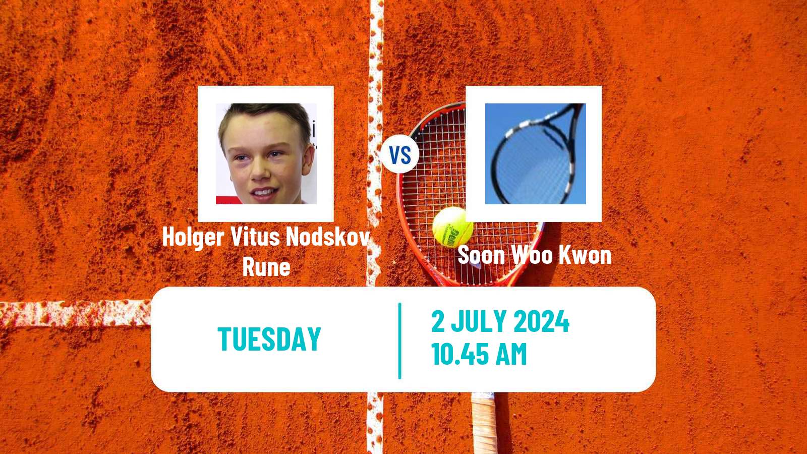 Tennis ATP Wimbledon Holger Vitus Nodskov Rune - Soon Woo Kwon