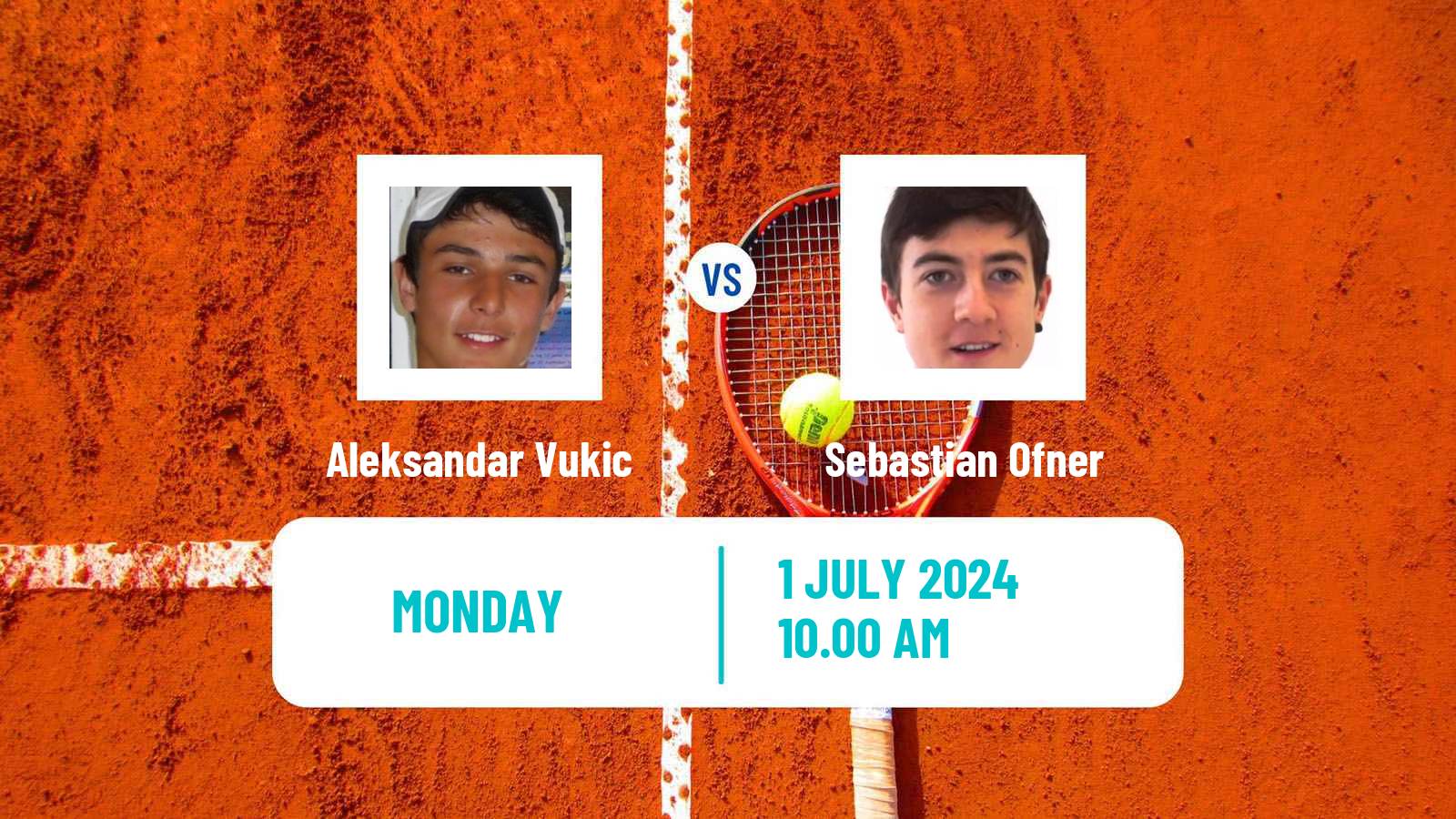Tennis ATP Wimbledon Aleksandar Vukic - Sebastian Ofner