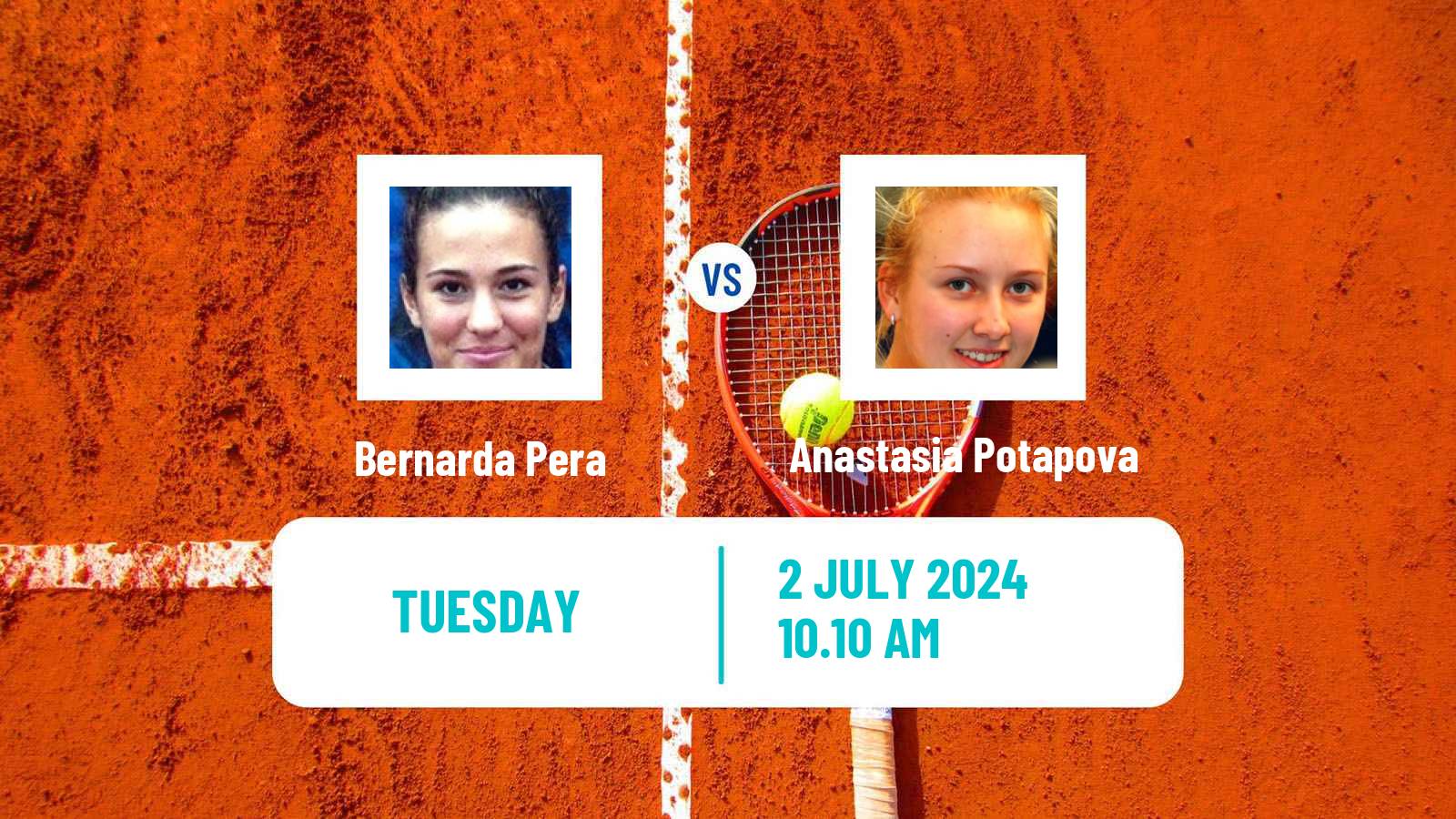 Tennis WTA Wimbledon Bernarda Pera - Anastasia Potapova