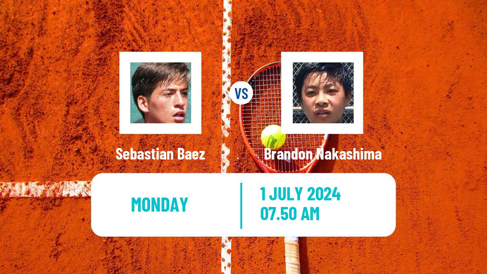 Tennis ATP Wimbledon Sebastian Baez - Brandon Nakashima
